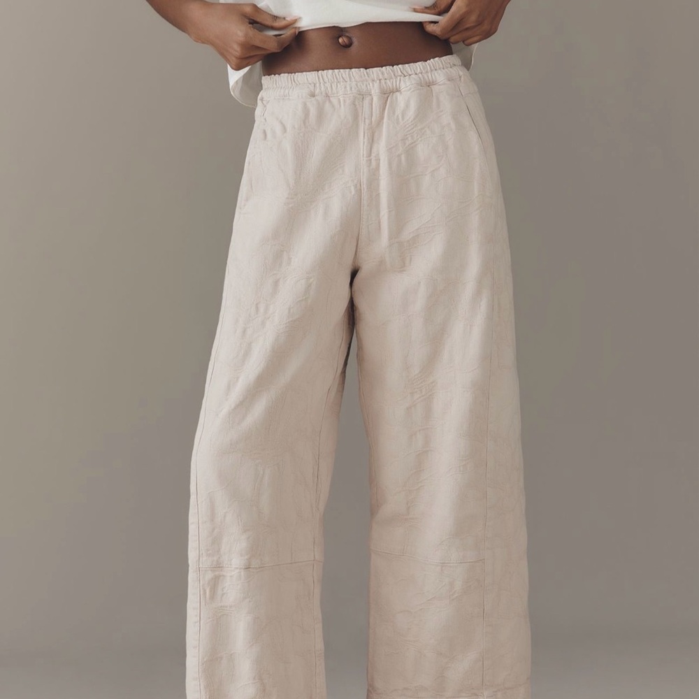 Pilcro relaxed pull on barrel Cream  Pants Jacquard